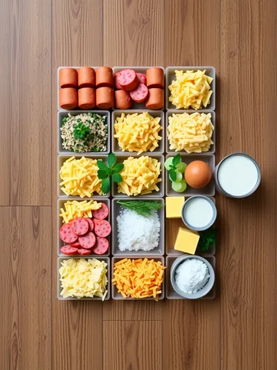 Beef Sausage Egg & Cheese Breakfast Casserole - ingredients preparation