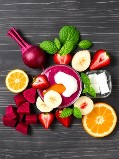 Beet Smoothie Recipe - Fresh Healthy Drink - ingredients preparation