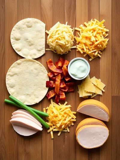 Cheddar Turkey Bacon Ranch Pinwheels - ingredients preparation
