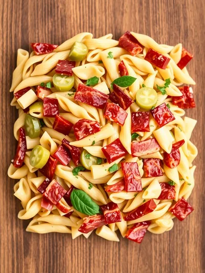 Dill Pickle Turkey Bacon Pasta Salad - ingredients preparation