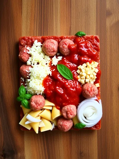 Dump and Bake Meatball Casserole - ingredients preparation
