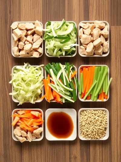 Egg Roll Bowls With Chicken And Cabbage - ingredients preparation