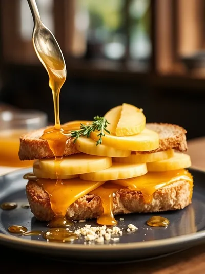 Hot Honey Apple Cheddar Sandwich - cooking process