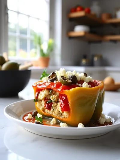 Mediterranean Chicken Stuffed Bell Peppers