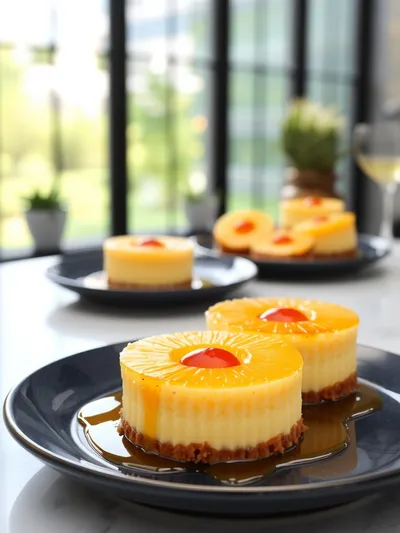Mini Pineapple Upside-Down Cheesecakes - cooking process