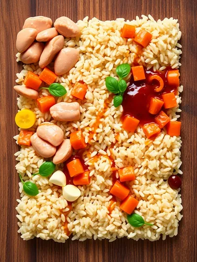 One-Pan Bold Honey BBQ Chicken Rice - ingredients preparation