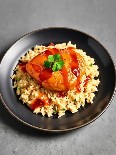 One-Pan Bold Honey BBQ Chicken Rice - ready to serve