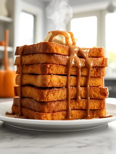 Pumpkin French Toast with Brown Sugar & Cinnamon Butter