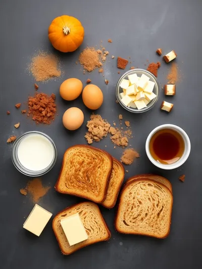 Pumpkin French Toast with Brown Sugar & Cinnamon Butter - ingredients preparation