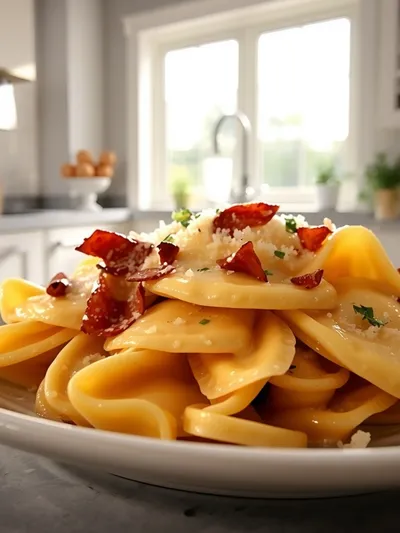 Olive Garden Inspired Ravioli Carbonara